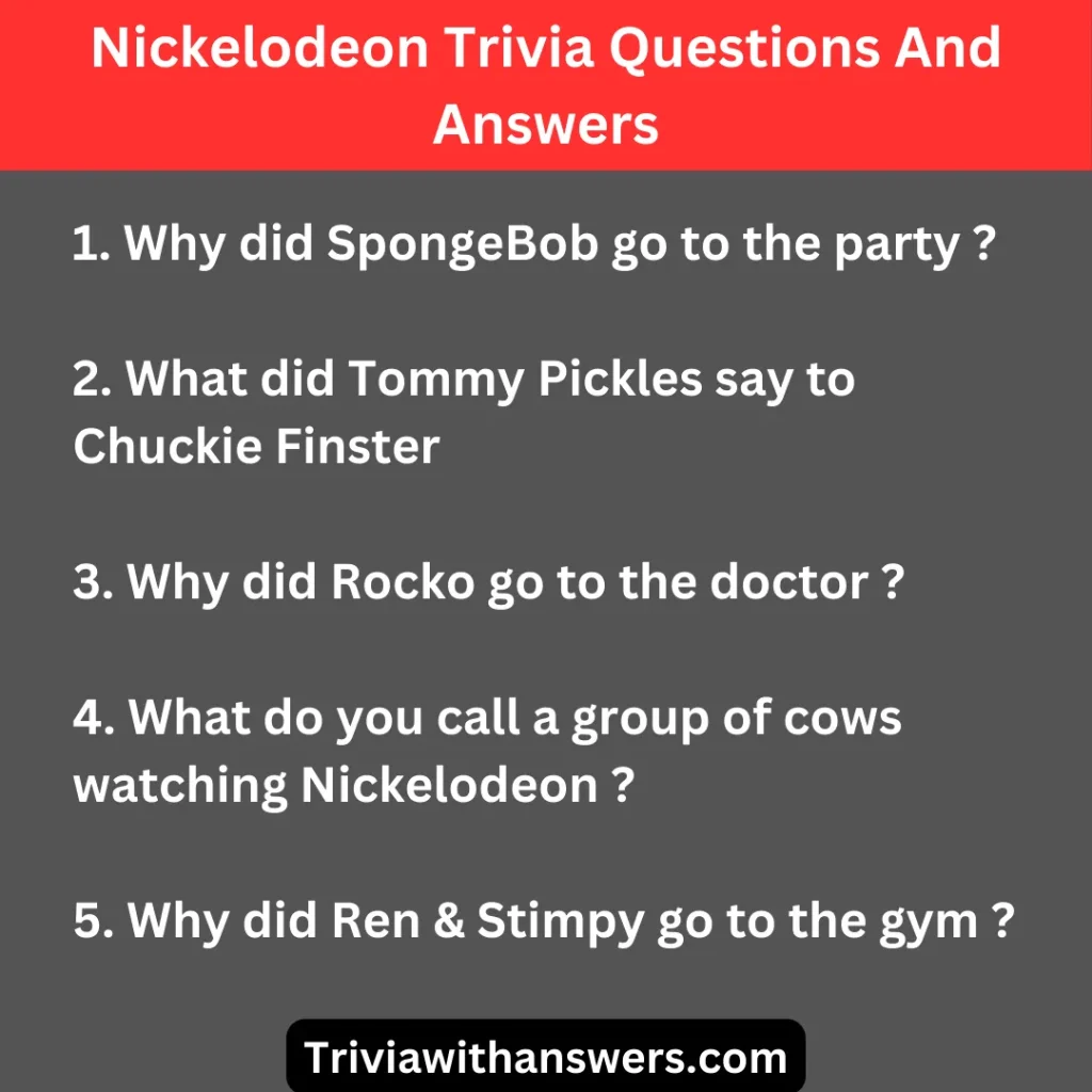 "Nickelodeon Trivia Questions And Answers"